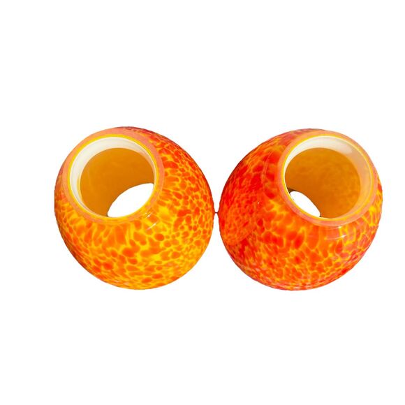 Light Fixture Orange Cased & Marbled Splatter Art Glass Lamp Shades Sconce Boho - Picture 6 of 12
